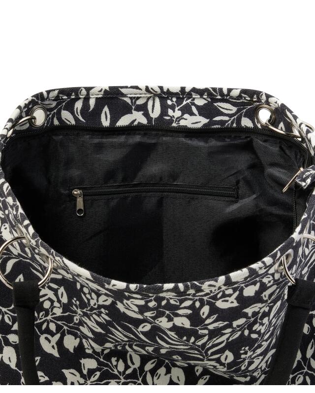 Sac porté épaule en toile femme, bleu marine imprimé (KiK Canvas-Schultertasche (dunkelblau bedruckt)) — KiK, produit allemand authentique au Maroc