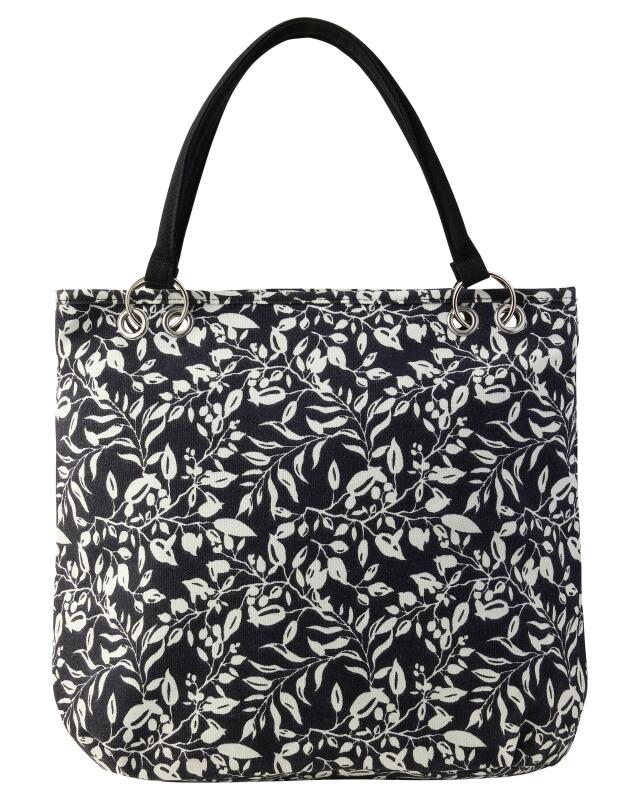 حقيبة كتف من القماش للنساء، كحلي مطبوع (KiK Canvas-Schultertasche (dunkelblau bedruckt)) — KiK, منتج ألماني أصلي في المغرب