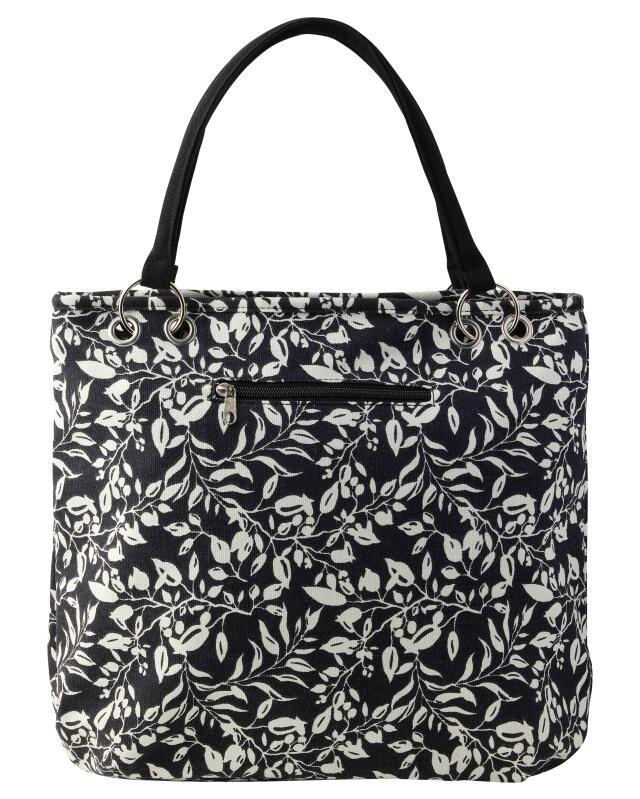 Sac porté épaule en toile femme, bleu marine imprimé (KiK Canvas-Schultertasche (dunkelblau bedruckt)) — KiK, produit allemand authentique au Maroc