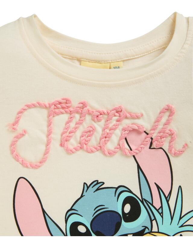 T-shirt Stitch à franges fille, crème (KiK Stitch T-Shirt mit Fransen (creme)) — KiK, produit allemand authentique au Maroc