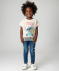 Stitch T-Shirt mit Fransen creme