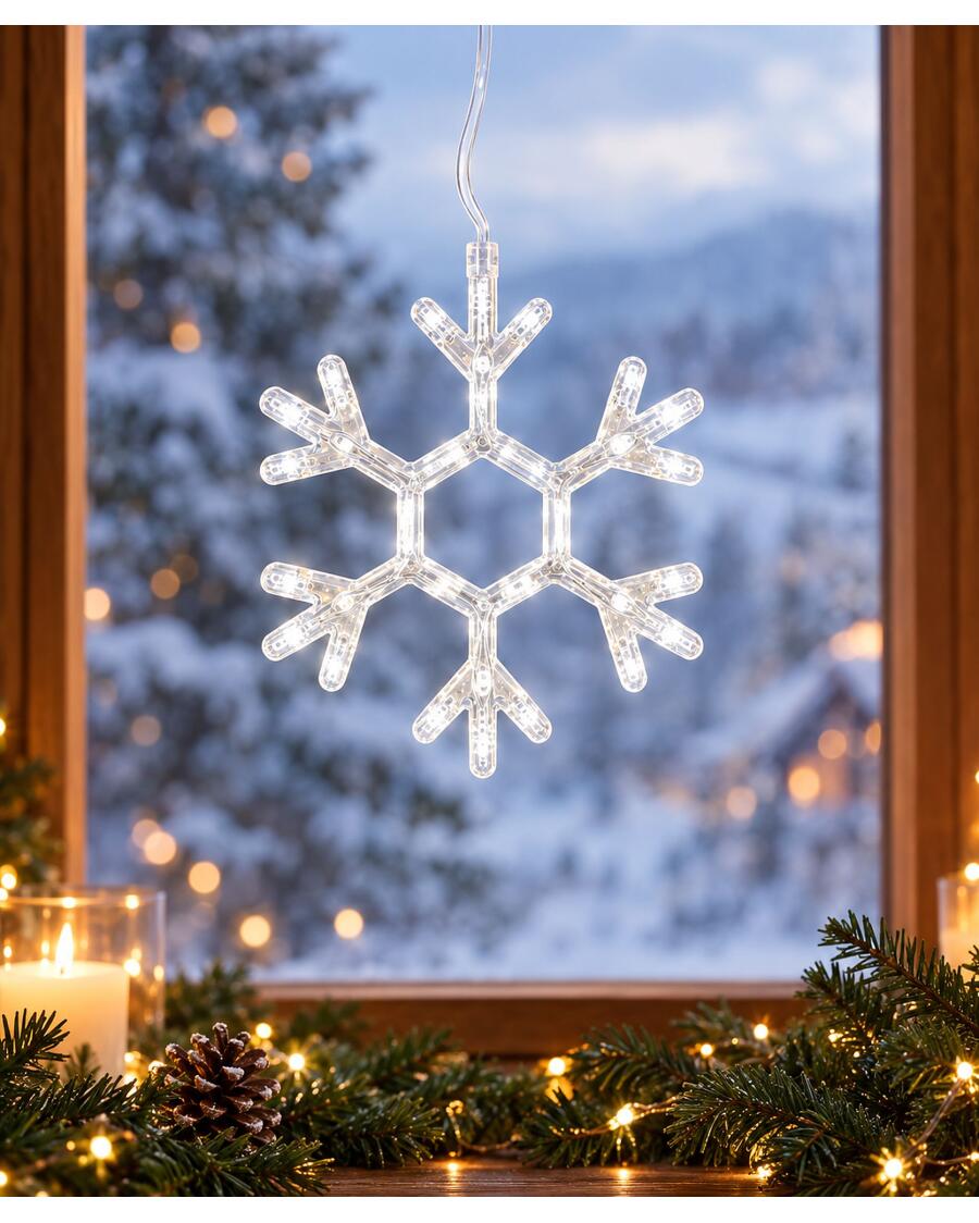 LED-Fensterdeko Weihnachten, silber