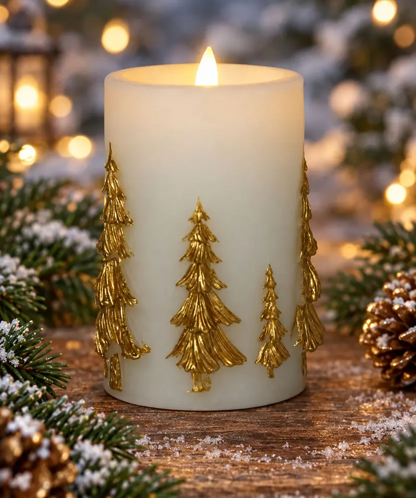 Weihnachten LED-Echtwachskerze, gold
