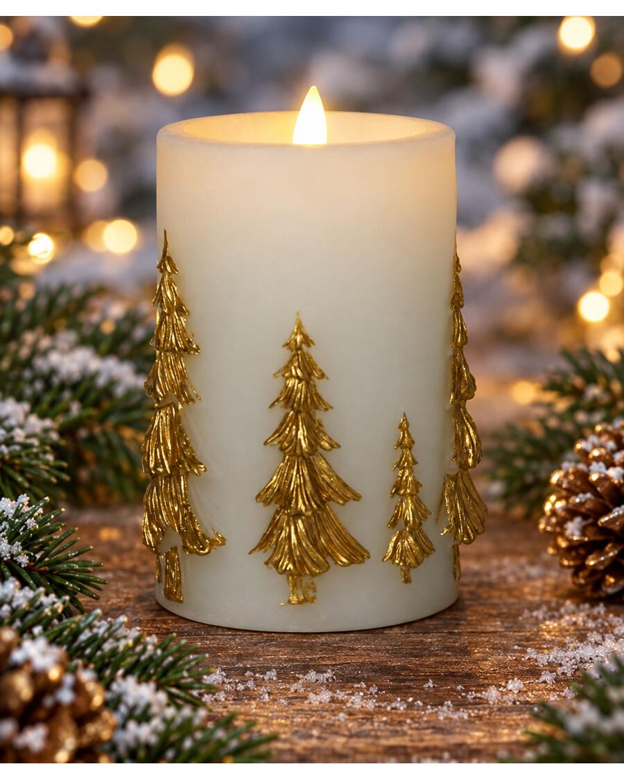 Weihnachten LED-Echtwachskerze, gold