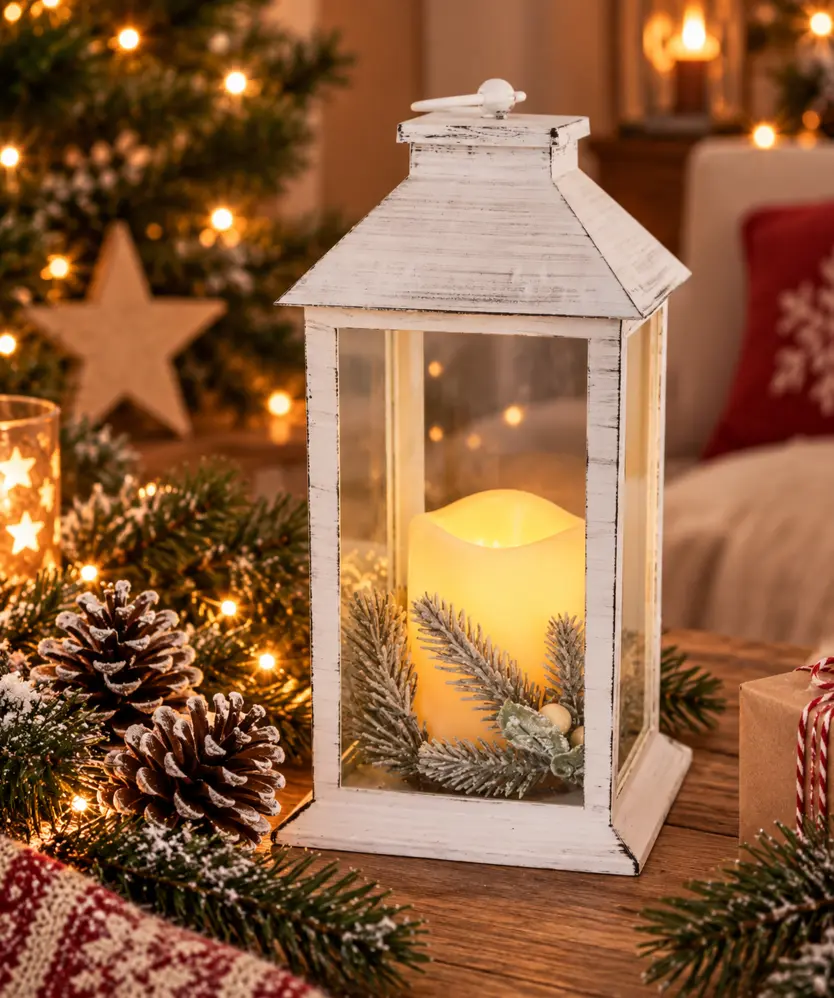 LED-Laterne Weihnachten, weiß