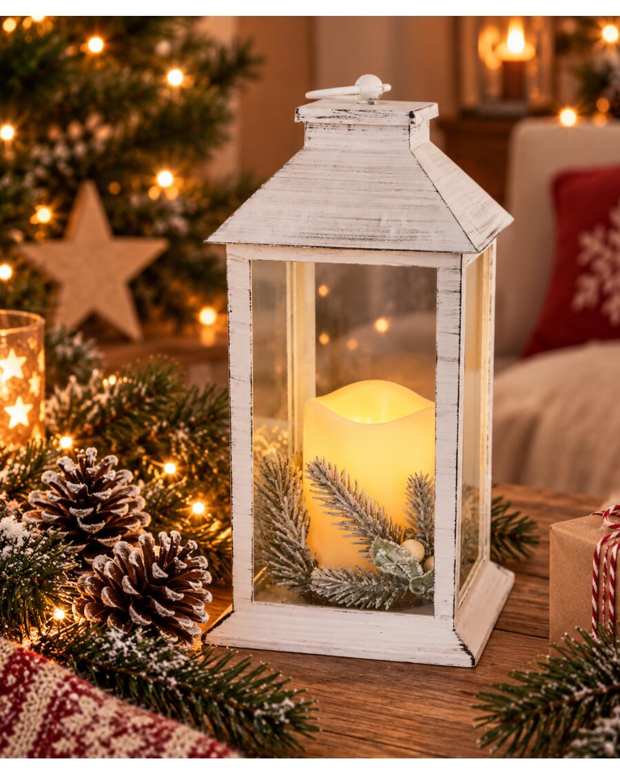 LED-Laterne Weihnachten, weiß