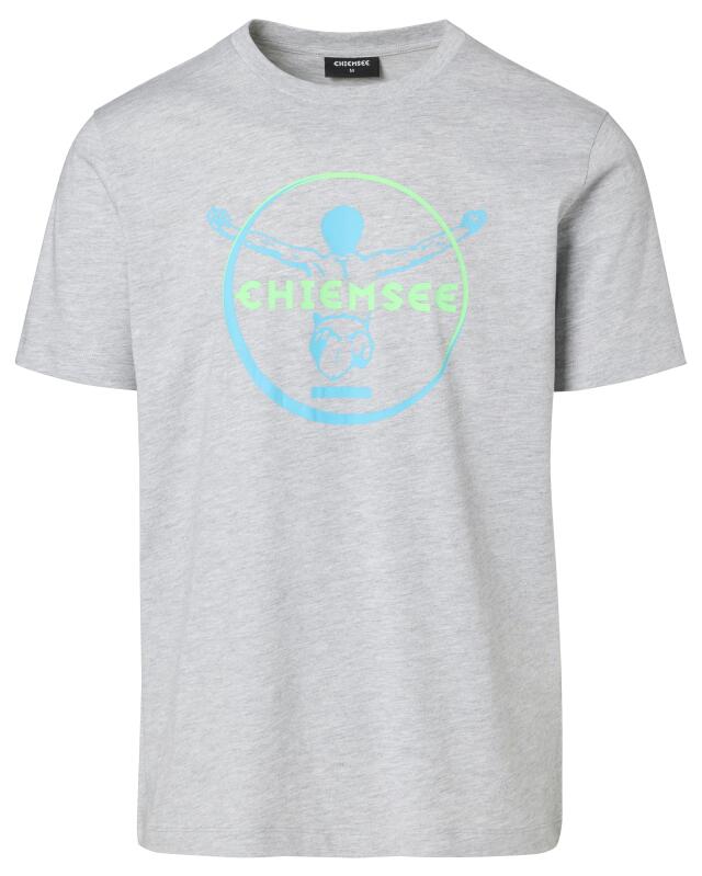 T-shirt with front print for men, light grey marl (KiK T-Shirt mit Frontprint (hellgrau melange)) — KiK, authentic German product in Morocco
