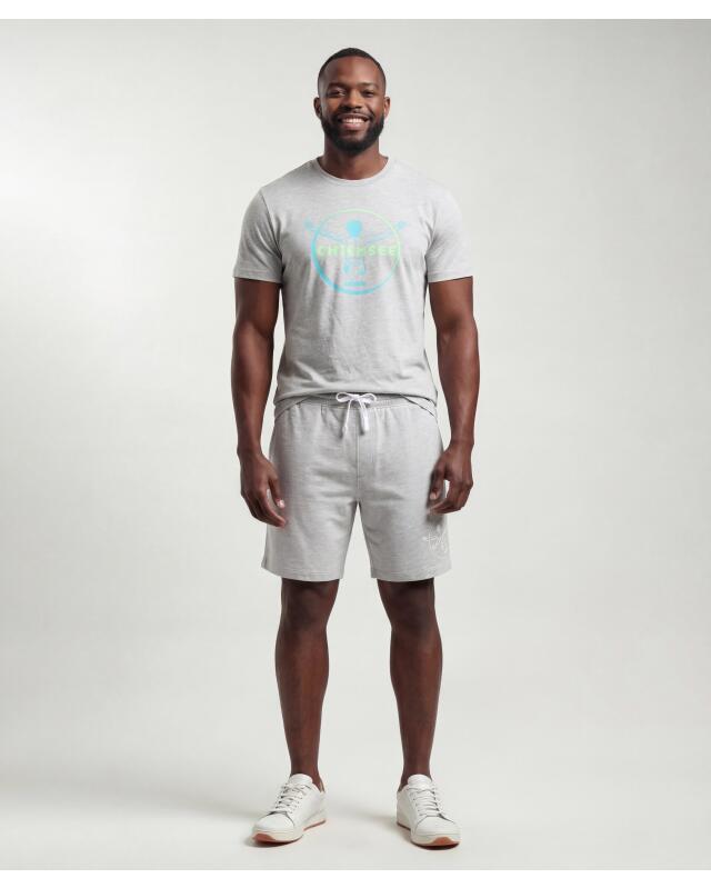 T-shirt with front print for men, light grey marl (KiK T-Shirt mit Frontprint (hellgrau melange)) — KiK, authentic German product in Morocco