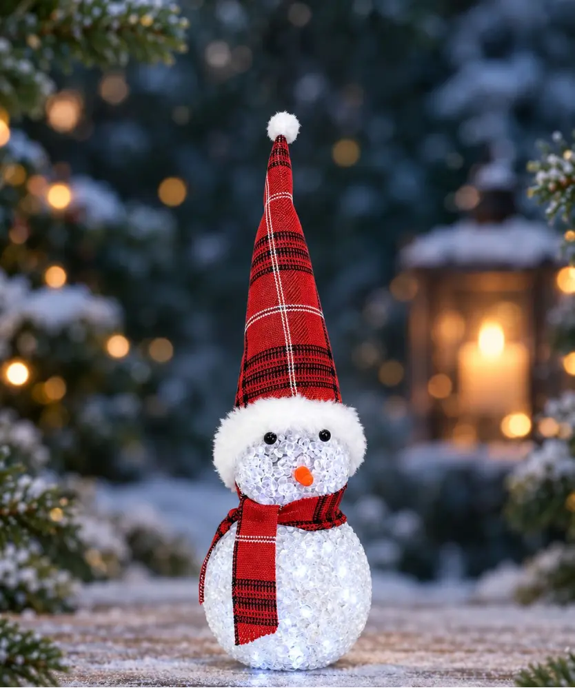 LED-Schneemann Weihnachten, rot