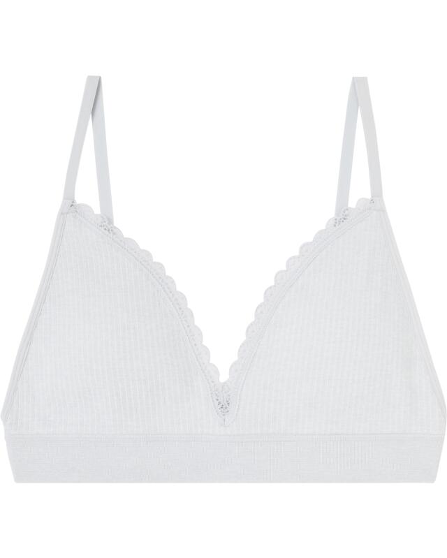 Ribbed bralette with lace for women, light grey marl (KiK Geripptes Bustier mit Spitze (hellgrau melange)) — KiK, authentic German product in Morocco