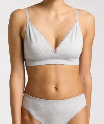 Geripptes Bustier mit Spitze