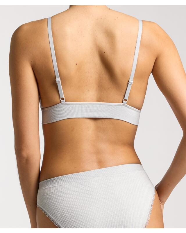 Ribbed bralette with lace for women, light grey marl (KiK Geripptes Bustier mit Spitze (hellgrau melange)) — KiK, authentic German product in Morocco