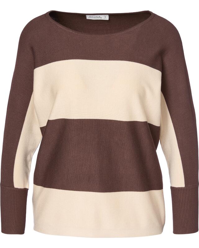 كنزة تريكو رفيعة بخطوط للنساء، بني/كريمي (KiK Feinstrickpullover mit Streifen (braun/creme)) — KiK, منتج ألماني أصلي في المغرب