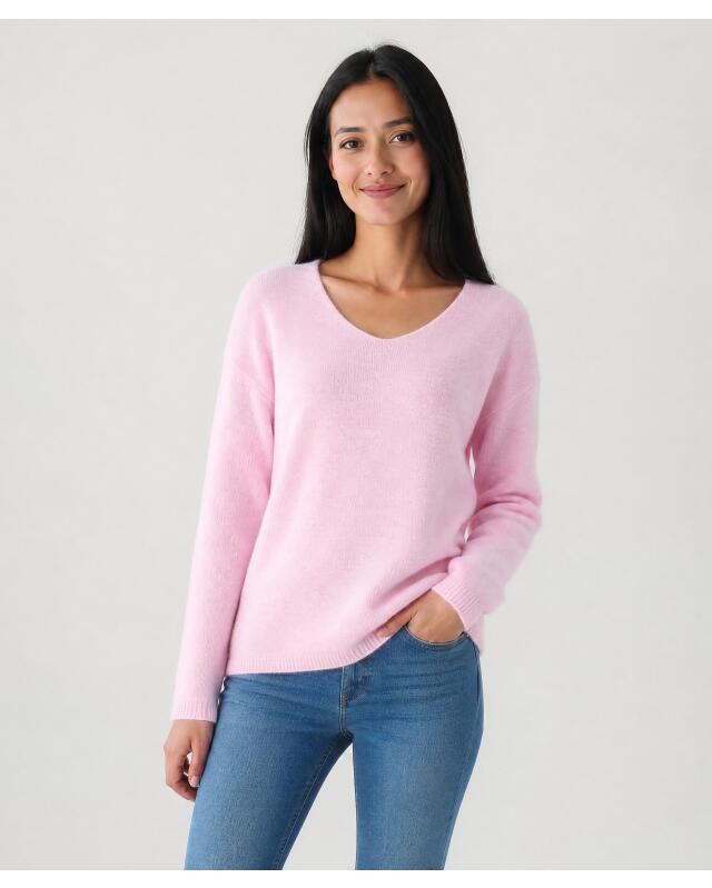 Pull en maille fine femme, rose clair (KiK Feinstrickpullover (hellrosa)) — KiK, produit allemand authentique au Maroc