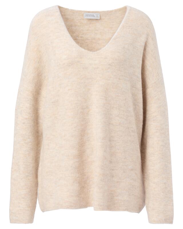 Pull en maille fine femme, beige chiné (KiK Feinstrickpullover (Beige melange)) — KiK, produit allemand authentique au Maroc