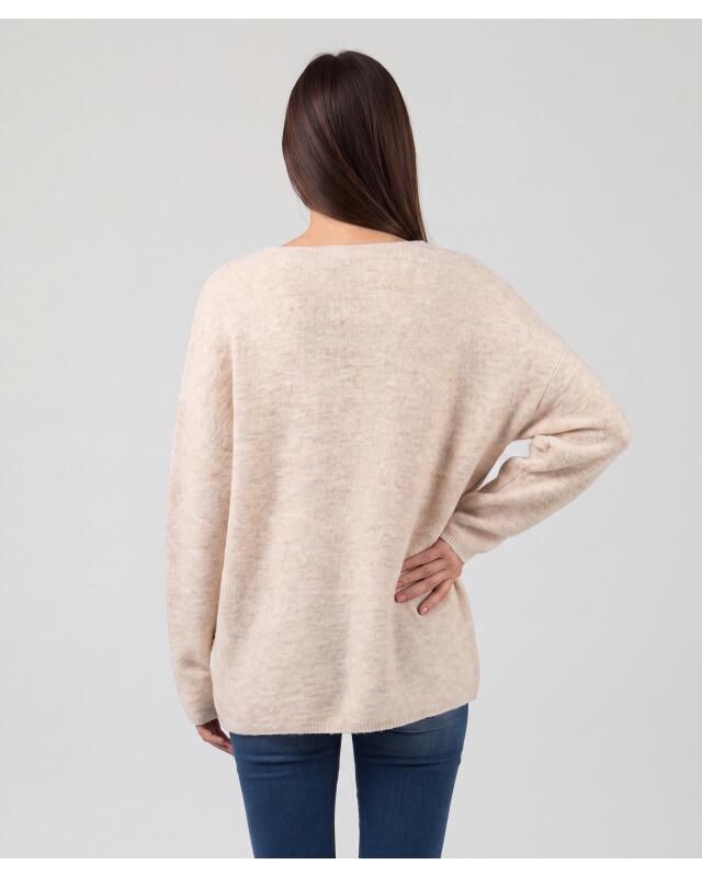 Pull en maille fine femme, beige chiné (KiK Feinstrickpullover (Beige melange)) — KiK, produit allemand authentique au Maroc