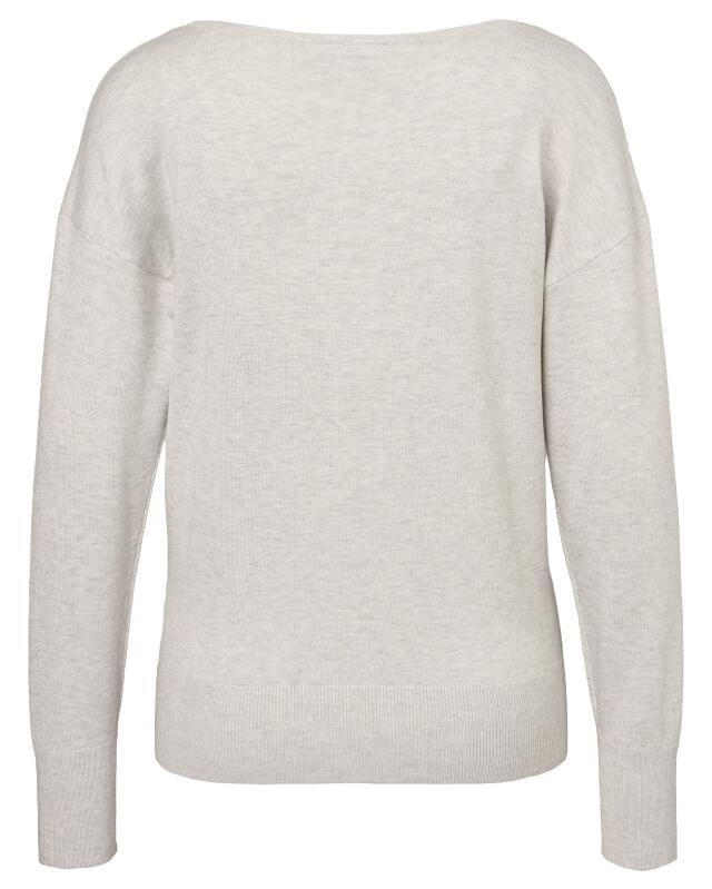 Pull en maille fine femme, gris clair chiné (KiK Pullover Feinstrick (hellgrau melange)) — KiK, produit allemand authentique au Maroc