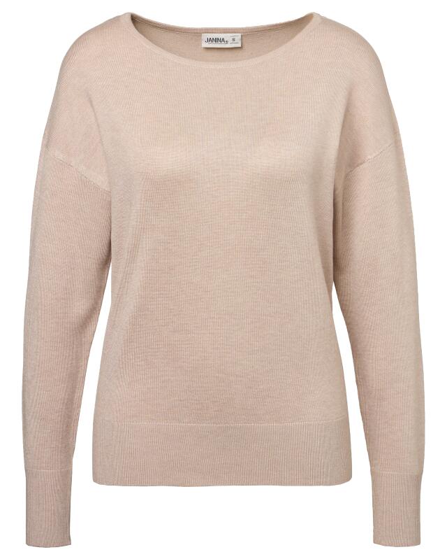 Pull en maille fine femme, beige chiné (KiK Pullover Feinstrick (Beige melange)) — KiK, produit allemand authentique au Maroc