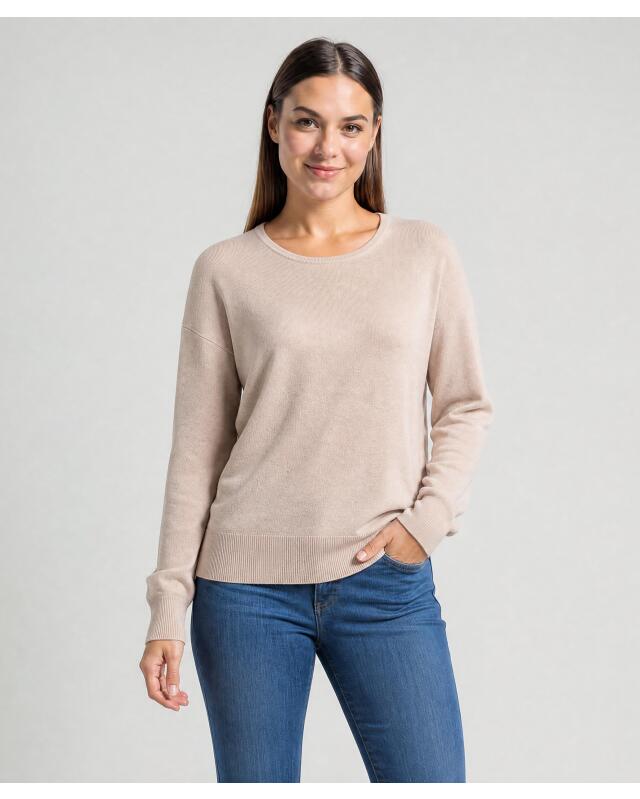 Pull en maille fine femme, beige chiné (KiK Pullover Feinstrick (Beige melange)) — KiK, produit allemand authentique au Maroc