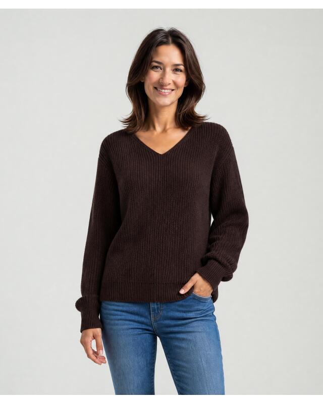 Pull en maille femme, marron (KiK Strickpullover (braun)) — KiK, produit allemand authentique au Maroc
