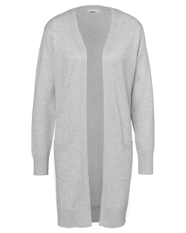 Cardigan with ribbed cuffs for women, grey marl (KiK Cardigan mit Rippbündchen (grau melange)) — KiK, authentic German product in Morocco