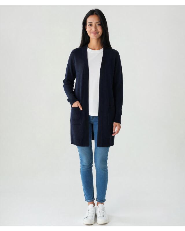 Cardigan à bords côtes femme, bleu marine — KiK, produit allemand authentique au Maroc