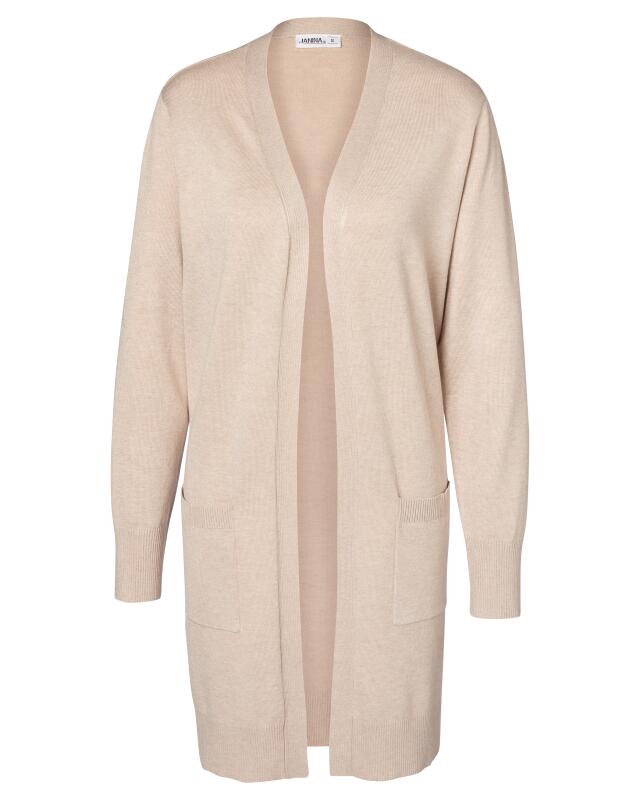 Cardigan with ribbed cuffs for women, beige marl (KiK Cardigan mit Rippbündchen (Beige melange)) — KiK, authentic German product in Morocco