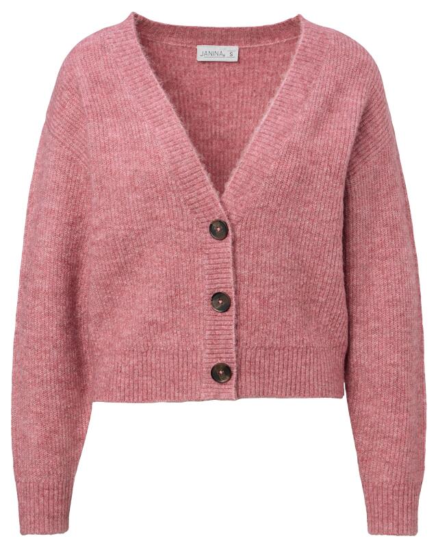 Gilet à col V femme, rose foncé (KiK Strickjacke mit V-Ausschnitt (dunkelrosa)) — KiK, produit allemand authentique au Maroc