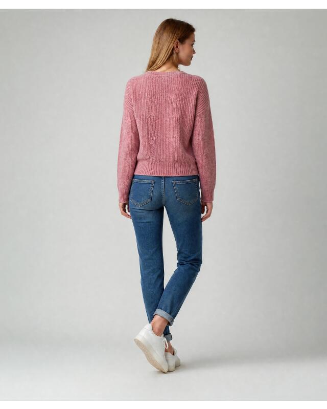 Gilet à col V femme, rose foncé (KiK Strickjacke mit V-Ausschnitt (dunkelrosa)) — KiK, produit allemand authentique au Maroc