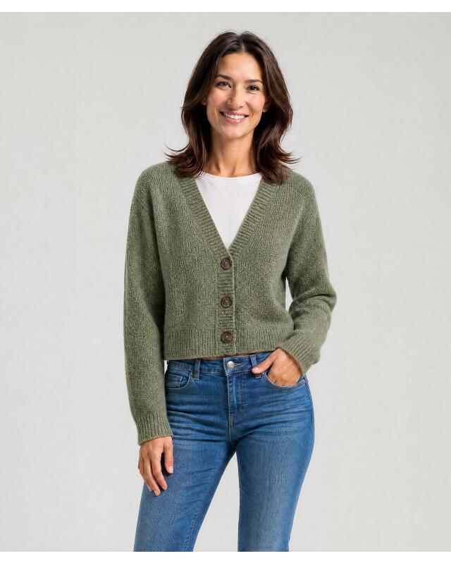Gilet à col V femme, kaki — KiK, produit allemand authentique au Maroc