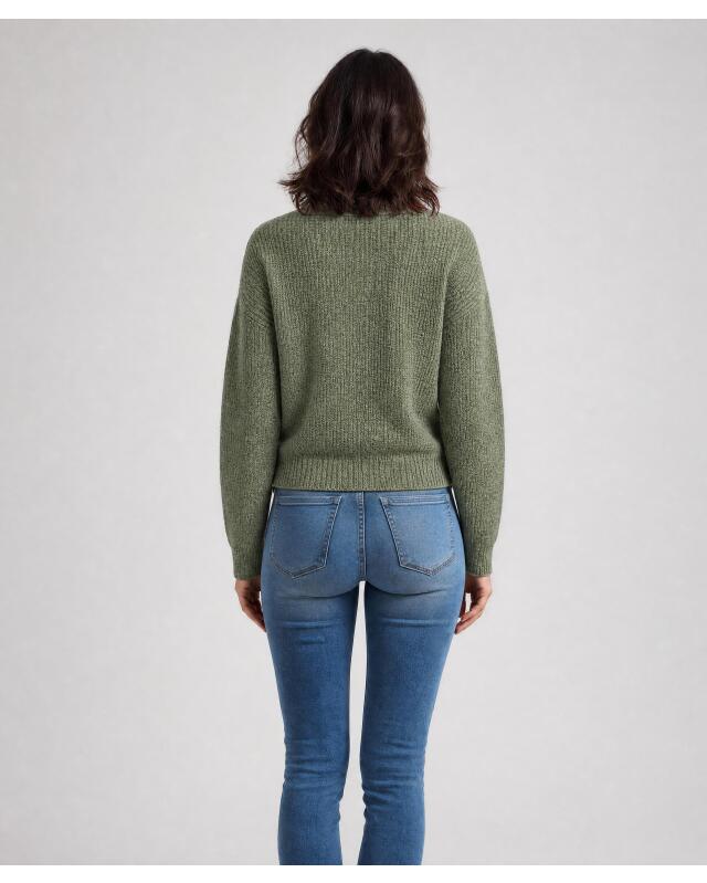 Gilet à col V femme, kaki (KiK Strickjacke mit V-Ausschnitt (Khaki)) — KiK, produit allemand authentique au Maroc