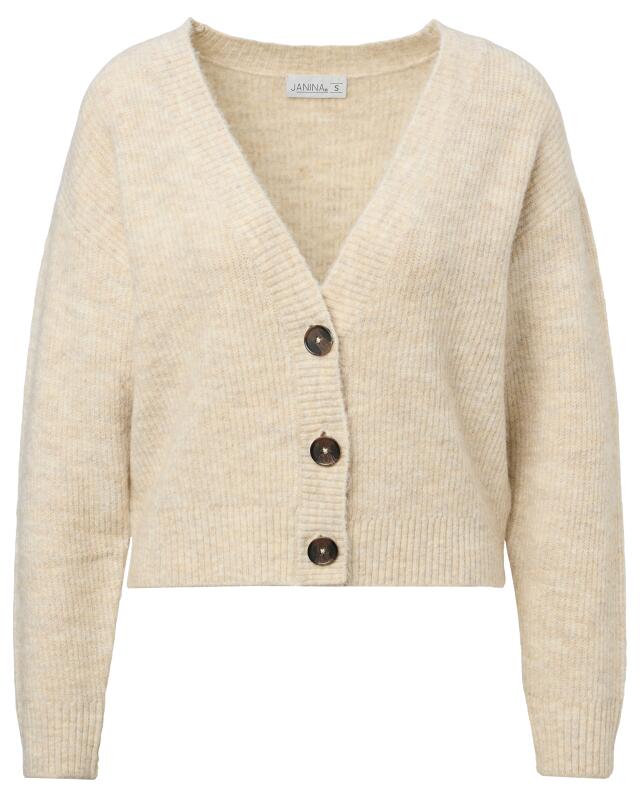V-neck cardigan for women, beige marl (KiK Strickjacke mit V-Ausschnitt (Beige melange)) — KiK, authentic German product in Morocco