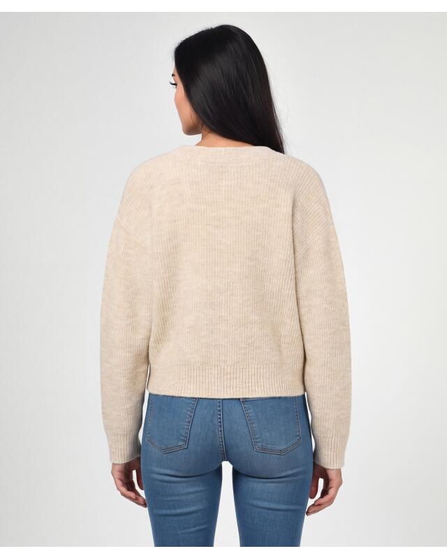 V-neck cardigan for women, beige marl (KiK Strickjacke mit V-Ausschnitt (Beige melange)) — KiK, authentic German product in Morocco