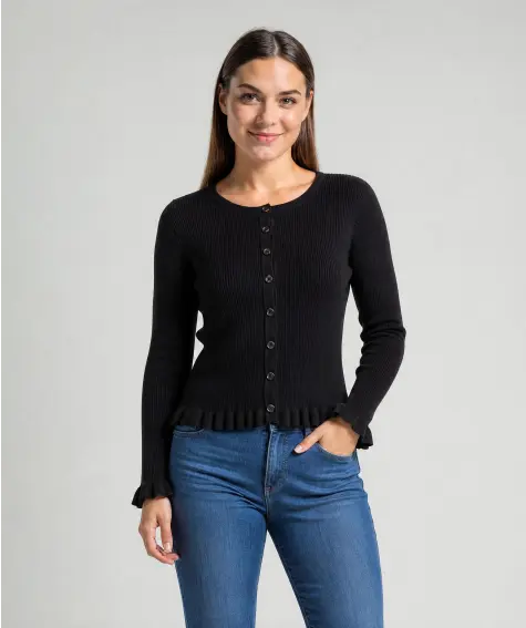 Strickjacke mit Rüschen