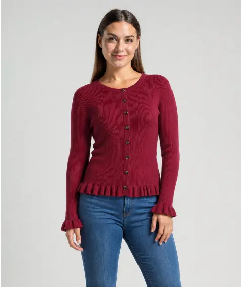 Strickjacke mit Rüschen