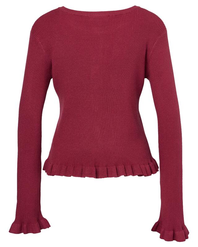 Cardigan with ruffles for women, berry (KiK Strickjacke mit Rüschen (beere)) — KiK, authentic German product in Morocco