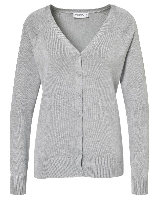 V-neck cardigan for women, grey marl (KiK Strickjacke mit V-Ausschnitt (grau melange)) — KiK, authentic German product in Morocco