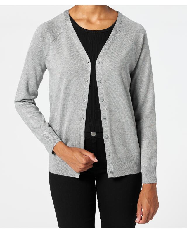 V-neck cardigan for women, grey marl (KiK Strickjacke mit V-Ausschnitt (grau melange)) — KiK, authentic German product in Morocco