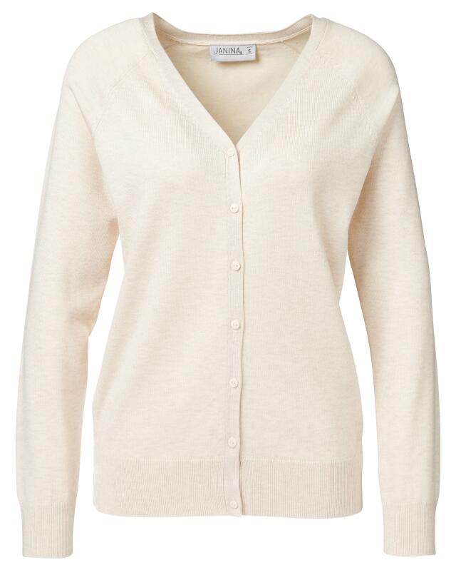 كارديجان بياقة V للنساء، بيج مبرقش (KiK Strickjacke mit V-Ausschnitt (Beige melange)) — KiK, منتج ألماني أصلي في المغرب