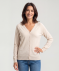 Strickjacke mit V-Ausschnitt Beige melange