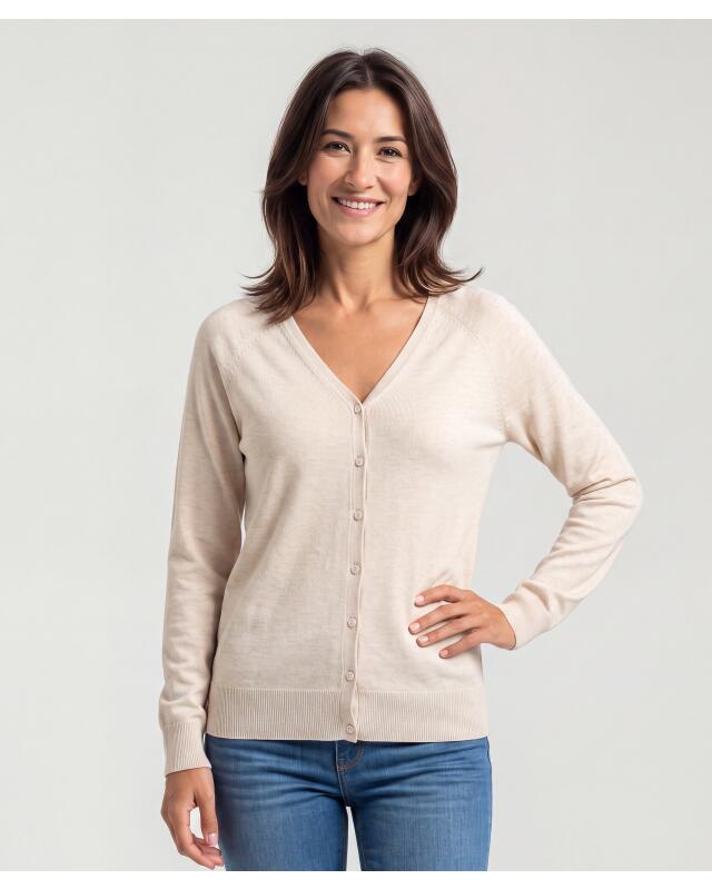 Gilet à col V femme, beige chiné — KiK, produit allemand authentique au Maroc