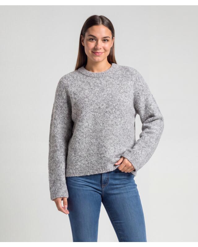 Pull en maille contenant de la laine femme, gris chiné (KiK Strickpullover mit Wollanteil (grau melange)) — KiK, produit allemand authentique au Maroc