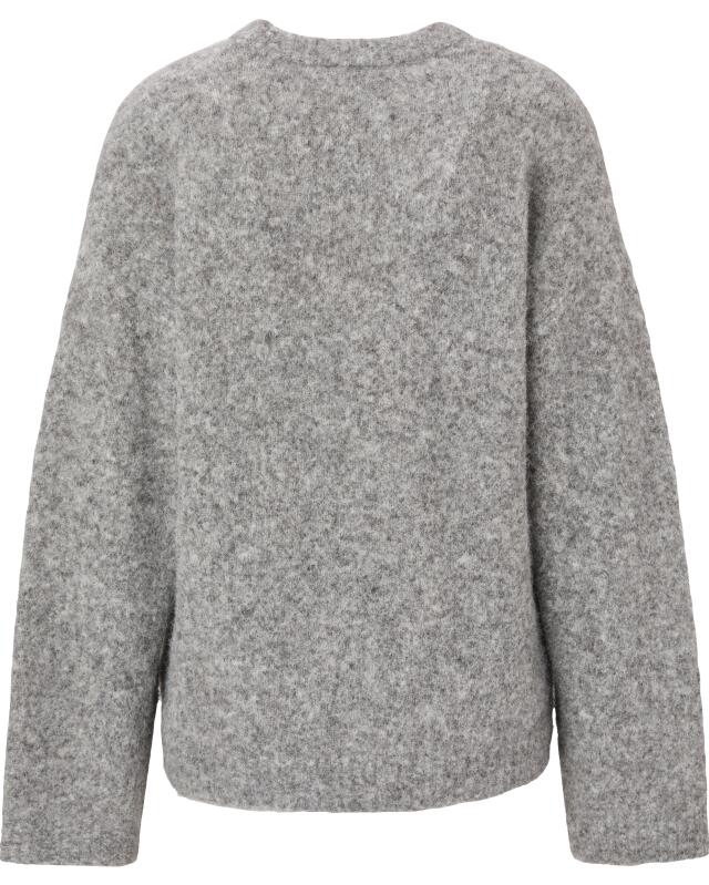 Pull en maille contenant de la laine femme, gris chiné (KiK Strickpullover mit Wollanteil (grau melange)) — KiK, produit allemand authentique au Maroc