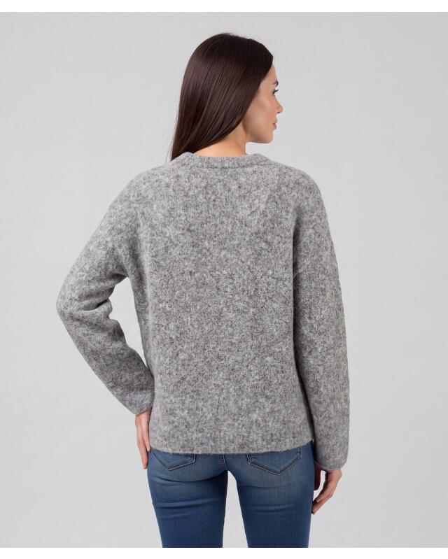 Pull en maille contenant de la laine femme, gris chiné (KiK Strickpullover mit Wollanteil (grau melange)) — KiK, produit allemand authentique au Maroc