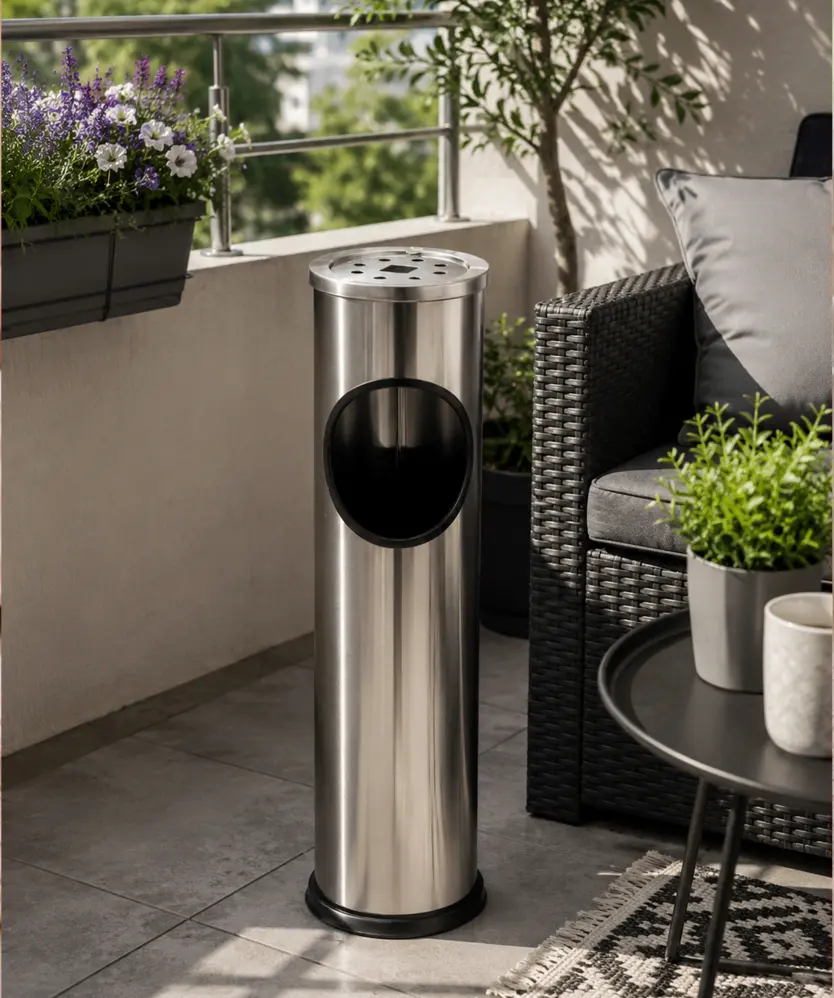 Standaschenbecher Edelstahl, silber