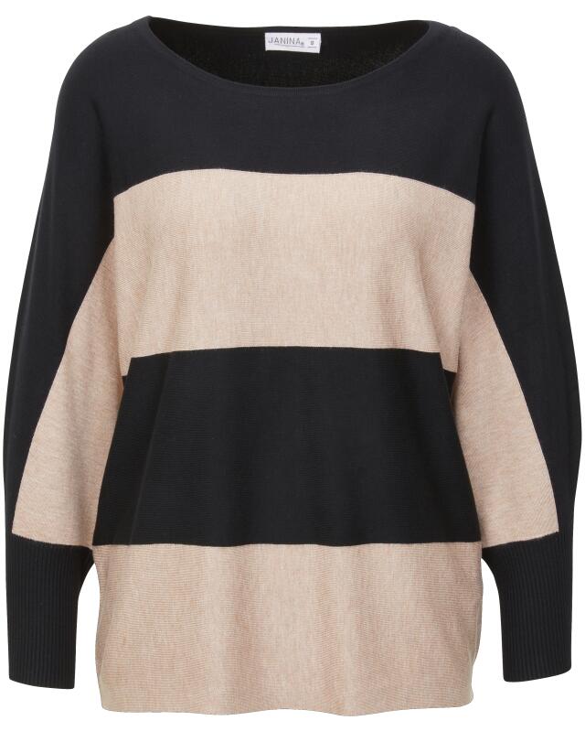 كنزة تريكو رفيعة للنساء، أسود/بيج (KiK Feinstrickpullover (schwarz/beige)) — KiK, منتج ألماني أصلي في المغرب
