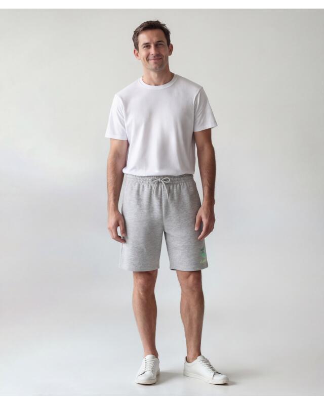 Sweat shorts with logo for men, light grey marl (KiK Sweatshorts mit Logo (hellgrau melange)) — KiK, authentic German product in Morocco