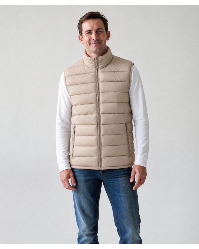Gilet sans manches matelassé homme, taupe — KiK, produit allemand authentique au Maroc