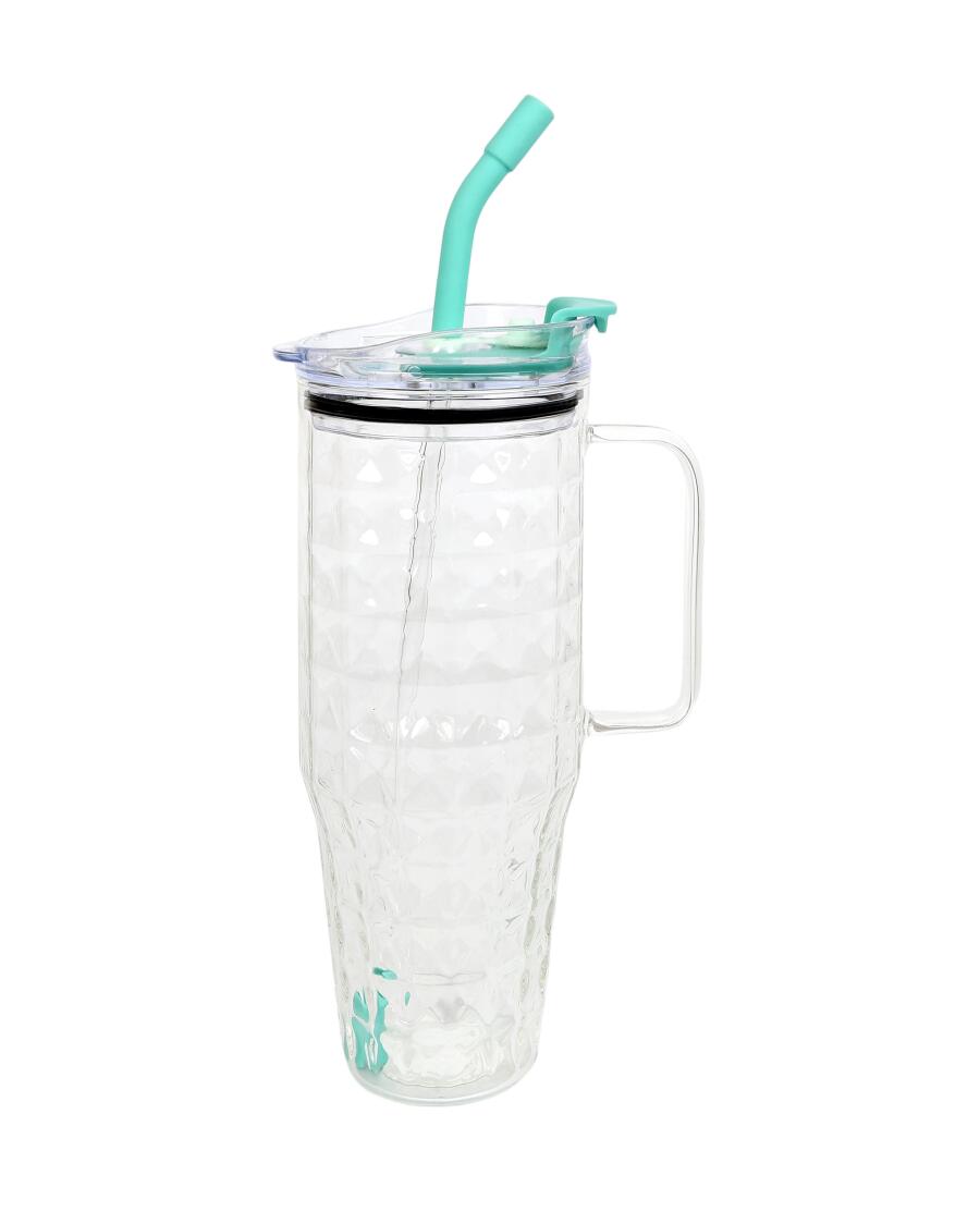 Trinkbecher aus Glas, Lila/Blau