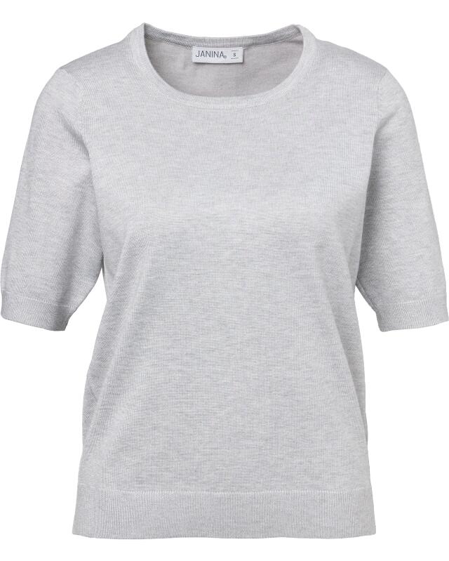 Half-sleeve jumper for women, grey marl (KiK Halbarm-Pullover (grau melange)) — KiK, authentic German product in Morocco